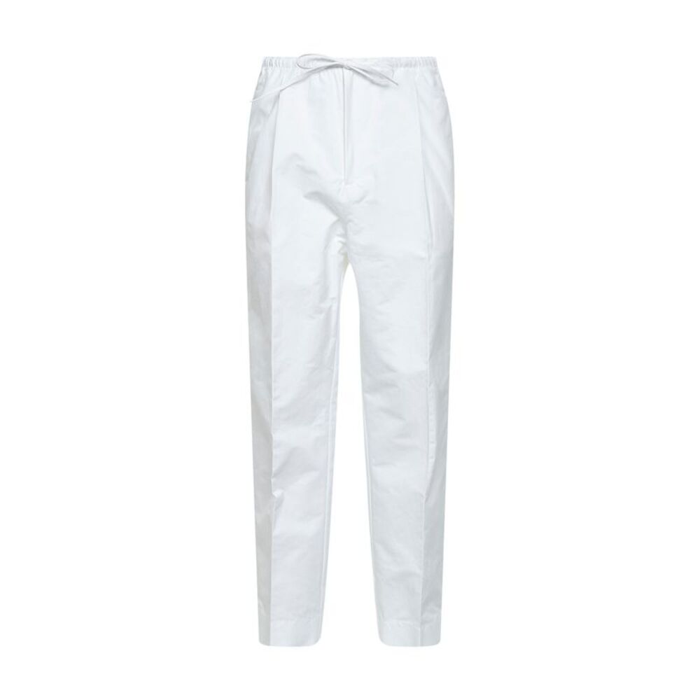 Bottega Veneta Men White Cotton Poplin Drawstring Trousers